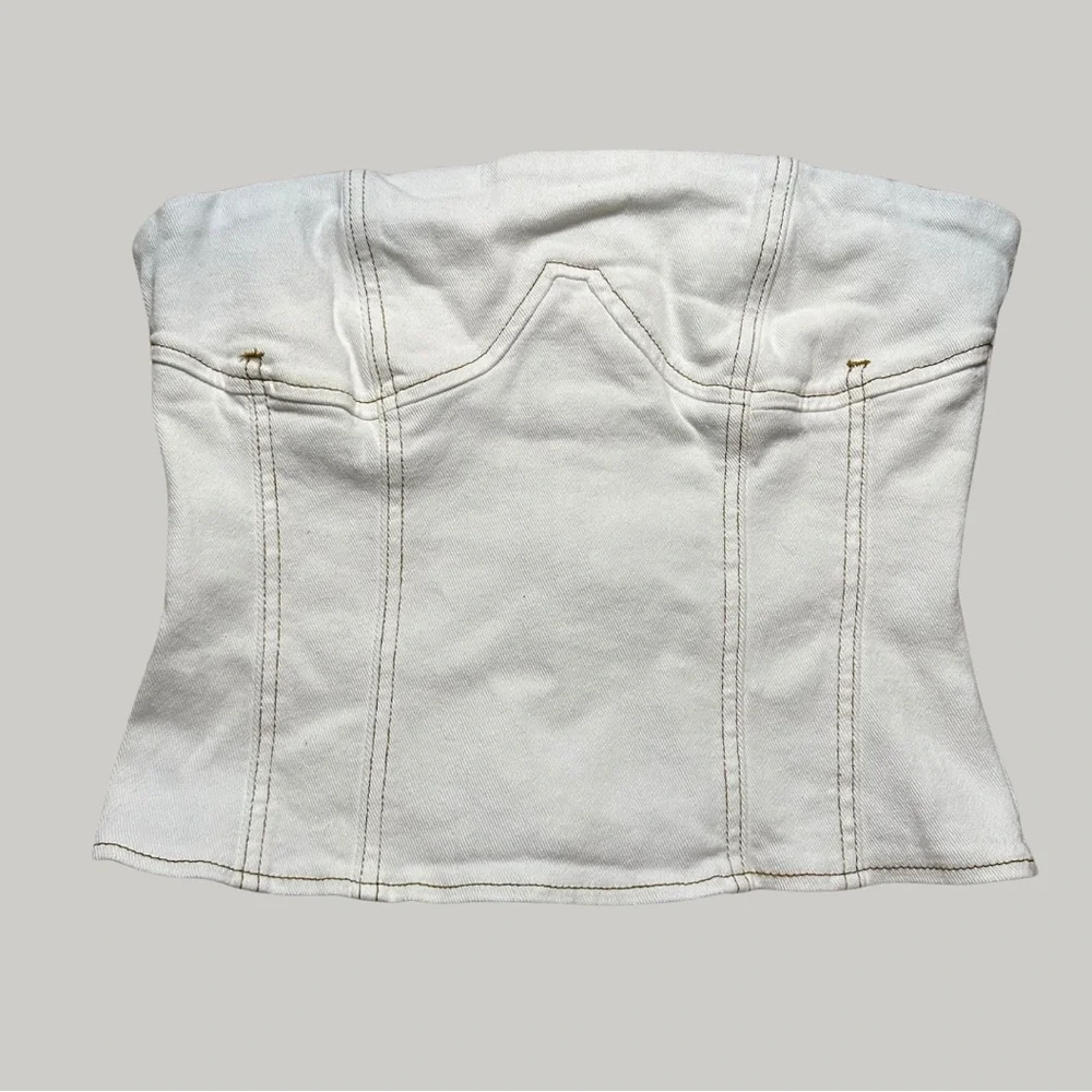 LIKE NEW Forever 21 Jean Strapless Top - Picture 1 of 5